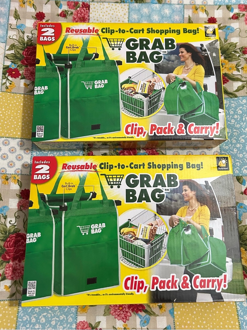 Reusable Clip-to-Cart Shopping Bag - Green